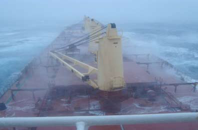 Bulk carrier during heavy weather