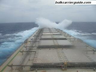 A Bulk carrier encountering head seas