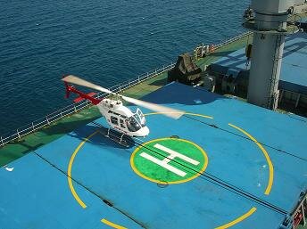 On bulk carrier helicopter landing area