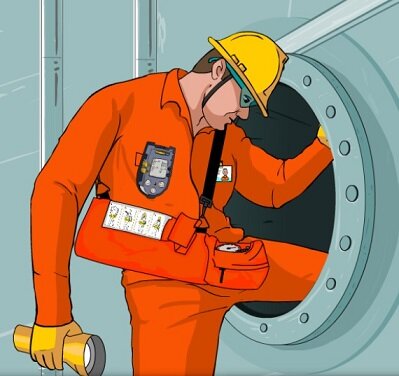 Wearing PPE prior entering Confined space